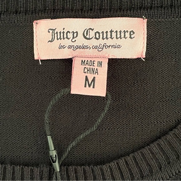 NWT Juicy Couture Size Medium Women's Cursive Logo Black Sweater Lightweight - Picture 5 of 8